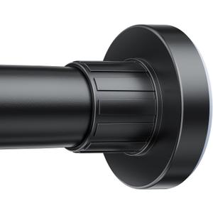 Ausemku Shower Curtain Rod 32 to 80 Inch - 1 Inch Diameter Never Rust Non-Slip Spring Tension Curtain Rod No Drilling Stainless Steel Telescoping Rod (32-80 Inches, Black)