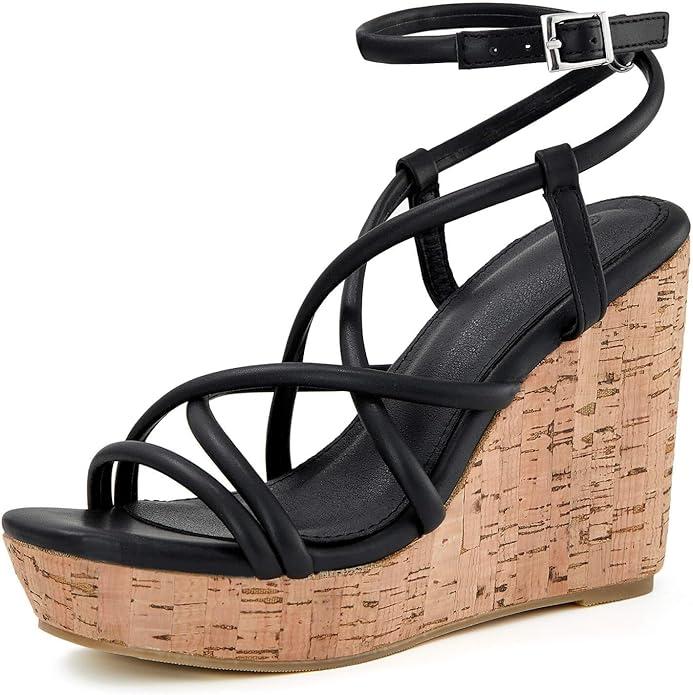 Women Platform Wedge Sandals Cork Slingback Wedges Espadrilles Heels Summer Shoes 7