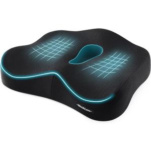 Memory Foam Seat Chair Cushion for Relieves Back Sciatica Pain Tailbone Pain Coccyx Degenerating Disc Orthopedic Osteoarthritis Prostate Cushion Low Back Pain Cushion Hip Shaping (Black mesh)