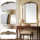 G-LEAF Vintage Baroque Mirror 24"X36", Mantel Victorian Antique Farmhouse Mirror with Bronze Ornate Metal Frame for Fireplace Entryway Living Room Hallway Bathroom