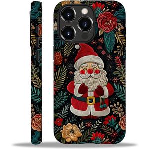 Kapadiy Compatible with iPhone 16 Pro Case,The Lovely Santa Claus Christmas for Woman Men Full Body Protective Cover Shockproof 2 in 1 Silicone + Hard PC Design for iPhone 16 Pro Case