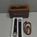 Karaoke Machine, Retro-Design Speaker with 2 Wireless Microphones for Adults & Kids, Portable Karaoke System for Home Party, Bluetooth/ AUX/ USB/ TF/ TWS Support, Gifts for Women & Girls - Brown