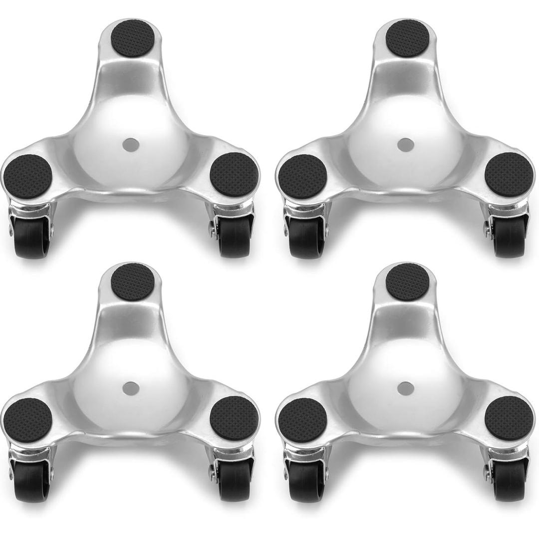 Yopay 4 Pack Steel Tri-Dolly, 200 lbs Load Capacity 3 Wheel Mover s Dolly for Moving Cabinet, Furniture, Appliances, 6 Inch