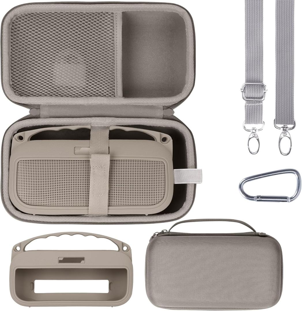Storage Case Kits Compatible with Bose SoundLink Flex 2nd Gen/Bose SoundLink Flex Portable Speaker (Sandstone Silicone Cover + Hard Case)
