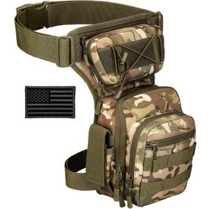 Protector Plus Tactical Drop Leg Bag Military Tool Gear Fanny Thigh Pack Utility Airsoft Motorcycle Cycling Waist Gear Pouch (Patch Included), CP
