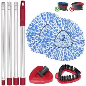 Mop Head Replacement, Base, Mop Handle for Ocedar RinseClean 2-Tank System, 2 Microfiber Mop Refills, Extendable Length 30-59" Mop Handle, Base and Scrubber for All Hard-surfaced Floor