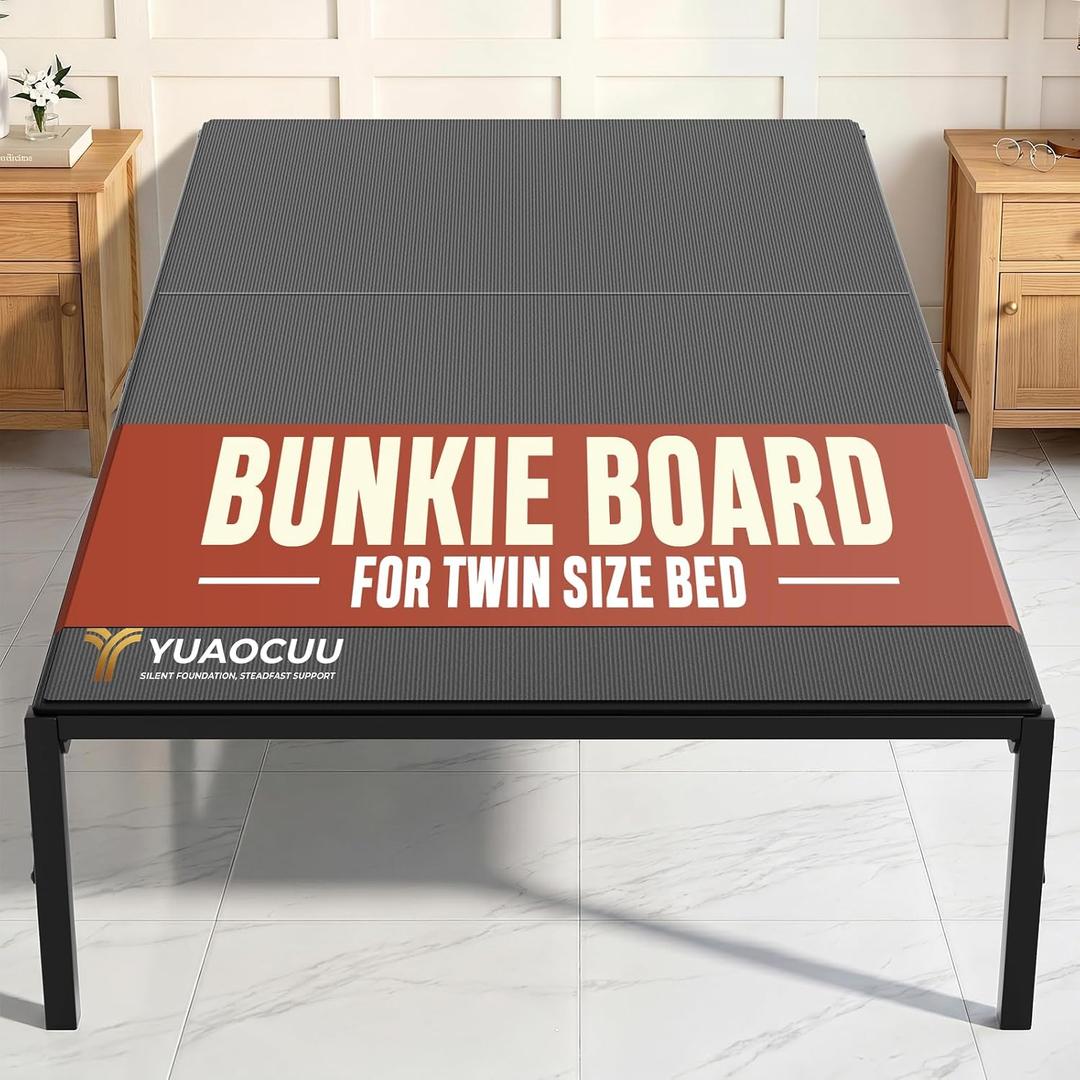 Bunkie Board Twin Size (38x75")-Heavy Duty Anti-Sag Low Profile Mattress Support, Breathable Noise Minimizing & Moisture Resistant Non-Slip Foundation for Platform Beds, Slatted Frames & Box Springs