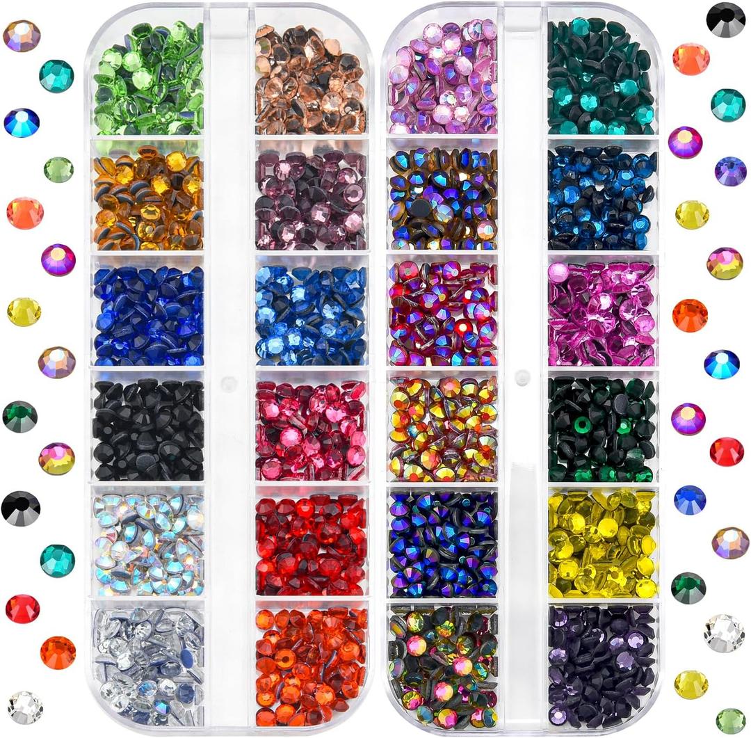 BLINGINBOX bedazzler kit Rhinestones 0.15inches SS16(3.8-4mm) 24 Colorful Nail Art Rhinestones Flatback Crystal gems 2 Boxes for colthes Wallet Camera Phone Doll Toy Decoration (Mix)