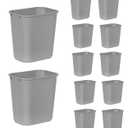 Rubbermaid Commercial Products Wastebasket/Trash Can, 7-Gallon/28-Quart, Gray, Plastic, for Bedroom/Bathroom/Office, Fits Under Desk/Sink/Cabinet, Pack of 12