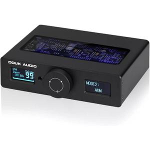 Douk Audio Q11 Digital to Analog Audio Converter, HiFi USB DAC Adapter ESS9038 + AK4493 with Coacial/Optical/PC-USB Inputs & RCA/AUX Outputs DSD256