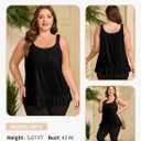 Eytino Women's Plus Size Tank Tops Summer Casual Scoop Neck Pleated Front Loose Flowy Sleeveless Cami Shirts (Black, XXL)