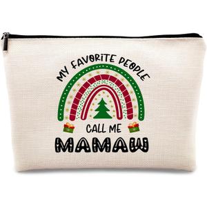 2 x kdqua Mamaw Gifts Makeup Bag, Best Grandma Gifts from Granddaughters Grandsons, Mamaw Gift for Christmas Birthday from Grandkids Cosmetic Bags Zipper Pouch Travel Organizer Toiletry Bag