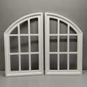 Sintosin Rustic Arch Window Frame Wall Decor 30 Inch Tall, Set of 2 Hanging Distressed White Farmhouse Cathedral Wall Decor, Handmade Wooden Window Pane for Living Room Entryway