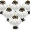 12pcs White Vintage Ceramic Cabinet Knobs, Dresser Drawer Door Pulls with Mounting Screws