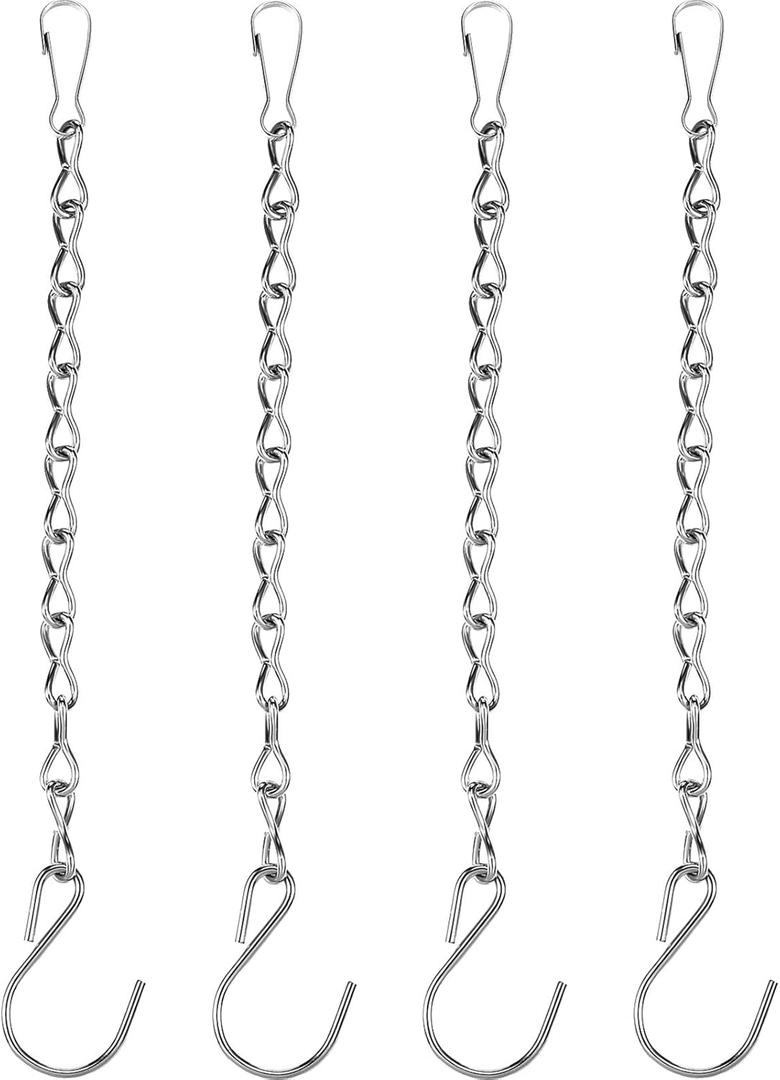Outus White 4 Pack Hanging Chain for Bird Feeders, Planters, Lanterns, Wind Chimes, Decorative Ornaments and Birdbaths Basket Extender Chain Outdoor Indoor (9.5 Inch)