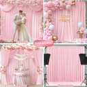 8 x 10 ft Baby Pink Backdrop Curtains Photo Background Panels Wrinkle Free Drapes for Backdrop Soft Long Curtains for Backdrop Decoration Princess Birthday Parties Wedding Bridal Shower