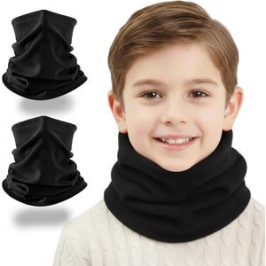 Kids Winter Neck Gaiter Fleece Neck Warmer, Windproof Cold Weather Face Scarf for Skiing School Outdoor (Ages 3–12)
