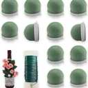 12 Pcs Mini Floral Foam Holder Floral Foam Round with 1 Roll Green Floral Wire Floral Foam Blocks for Table Wedding Wine Bottle Hat Dcor