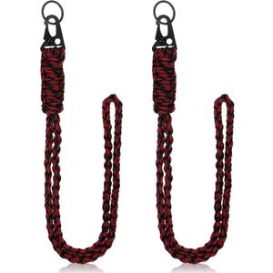Frienda 2 Set Heavy Duty Paracord Lanyard Necklace Whistles Strap Braided 550 Keychain Lanyard for Outdoor Activities (Black and Red Camo)