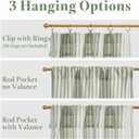 jinchan Striped Linen Kitchen Curtains with Attached Valance 36 Inch Length Cafe Tier Curtains for Living Room Rustic Half Window Light Filtering Rod Pocket Small Drapes 2 Panels Green