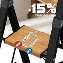 4 Step Ladder,Lightweight Folding Step Stool with Aluminum Wide Pedal& Convenient Handgrip,330lbs Capacity Steel Ladder for Household and Office(Black &Woodgrain)