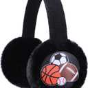 ZTL Kids Knit Earmuffs Soft Plush Ear Warmers Winter Outdoor Ear Muffs for Boys Girls E Ball - Black