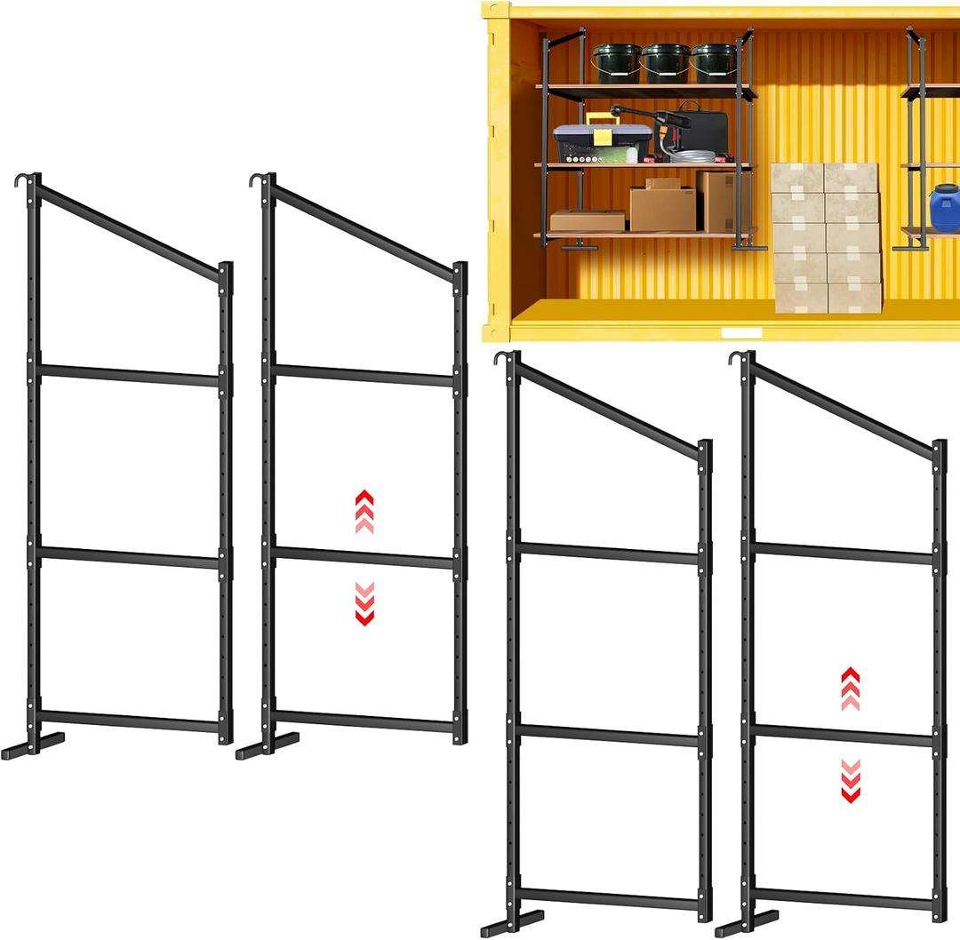 4 Pack Shipping Container Shelving Bracket, 3-Tier Shipping Container Shelf with Adjustable Height, Suitable for Heavy Duty Trailer Containers (22" D x 58" H), 22"D x 58"H x [Width]