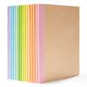 feela 16 Pack Composition Notebook Bulk, Kraft Cover Lined Blank College Ruled Travel Journals with Pastel Color Spine For Women Students Office, 60 Pages, 8.3”x 5.5”, A5, 8 Pastel Colors