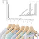 Over the Door Hooks, Extended Over the Door Clothes Hanger with 10 Ridges,Space-Saving Over the Door Rack,Door Hooks for Hanging Clothes,Larger Capacity Over the Door Hanger (2, White)