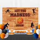 5.93.6ft Basketball Theme Backdrop Madness Party Decorations Let The Madness Begin Banner for Basketball Theme Party Supplies