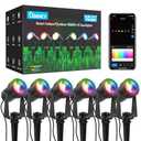 Ligency Smart Low Voltage Landscape Lights, 6 Pack Outdoor Spot Lights IP65 Waterproof Work with APP, Alexa and Google Assistant, RGBW Color Changing Spotlights for Yard Garden, 54Ft