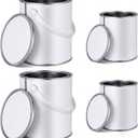 Zonon 4 Pcs Gallon and Quart Paint Cans Combo Pack Metal Paint Cans with Lids Unlined Paints Containers No Handle Empty Paints Buckets for Painting Pails (White)