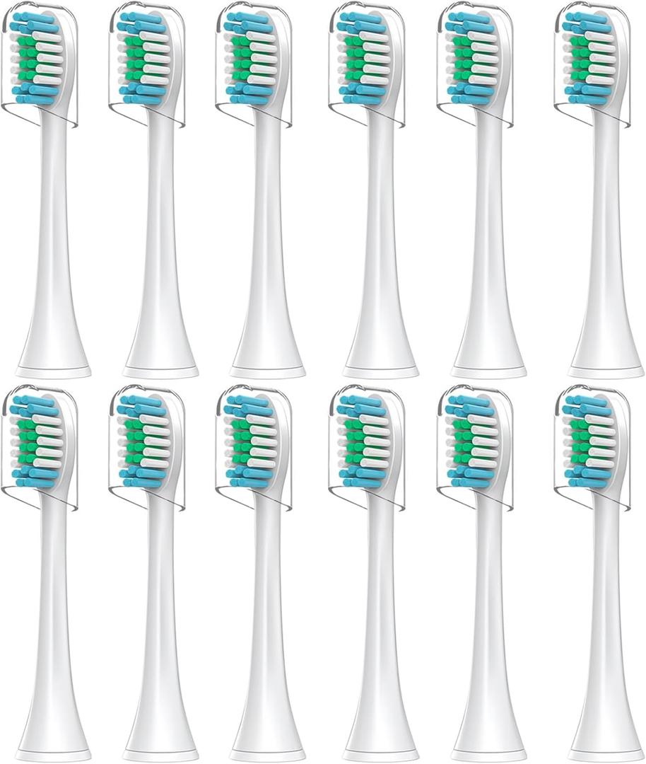 Replacement Brush Heads Sensitive Compatible with Philips Sonicare Toothbrush 1100 6500, Soft Toothbrush Heads for Sensitive Teeth Care, Standard, White - 12 Pack with Toothbrush Cover