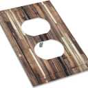 Outlet Covers Rustic Wood Barn Door Brown Vintage Hardwood 1 Gang Duplex Light Switch Cover Plate Decorative Wall Plates Electrical Switchplate Receptacle Cover for Farmhouse Home Decor
