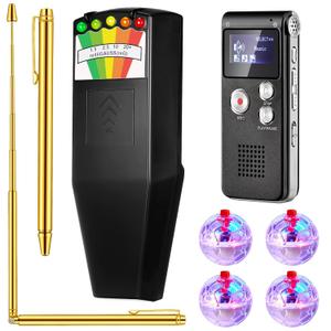 Dunzy 8 Pcs Ghost Hunting Equipment Kit Paranormal Entertainment Equipment Tester Includes 1 Emf Reader Meter Digital 1 Voice Recorder 2 Pcs Copper Dowsing Rod 4 LED Motion Activated Cat Ball for Home