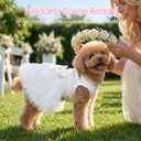XPUDAC Dog Wedding Dress for Small Dogs Girl, White, S | Lightweight, Breathable, Hook and Loop Closure, Tutu Skirt, Bow with Rhinestones, Flower Lace Embroidery, Party Birthday
