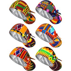 6 Pcs Satin Lined Scrub Caps Women Nurse Surgical Hat with Buttons Ponytail Working Adjustable Shower Caps Tie Back