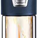 MagicFlow One-Press Smart Tea Infuser Bottle, Double-Walled Glass Teapot for Loose Leaf, Leakproof Portable Travel Tea Tumbler (15.6oz, Twilight Blue)