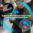 MAGICYOYO N11 Pro Metal Unresponsive Yoyo - Dual Purpose Trick Yo-Yo for Adults & Pros, Advanced Yoyo Ball with String Kit (Blue Splash)