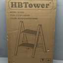 HBTower Step Ladder,Lightweight Aluminum Folding Step Stool with Anti-Slip Wide Pedal,330lbs Capacity Step Ladder for Household,Kitchen,Office - BlackWoodgrain