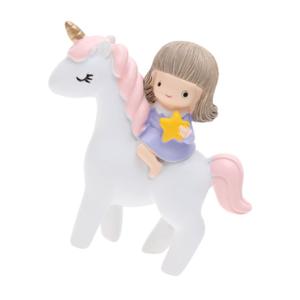 Adorable Little and Unicorn Figurine Pink Resin Desktop Ornaments for Day Bedroom Decoration and Festival Table Figurines for