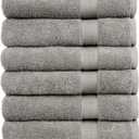 Pleasant Home Bath Towels Set of 6 (24 x 50) 100% Cotton, 515 GSM | Lightweight, Soft & Highly Absorbent Luxury Towels for Bathroom | for Gym, Pool & Spa | 6 Pack, Gray