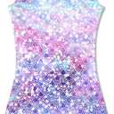 Funnycokid Girls Gymnastics Leotards with Shorts Sparkle Dance Unitards Mermaid Active Biketards 2-10 Years