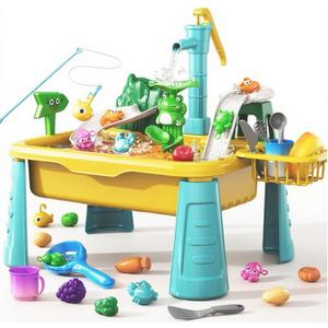 Water Table for Toddlers Kids Toys - Fishing and Water Play Set with Pump Bathroom and Outside Toys for Boys 3-8 Years Old