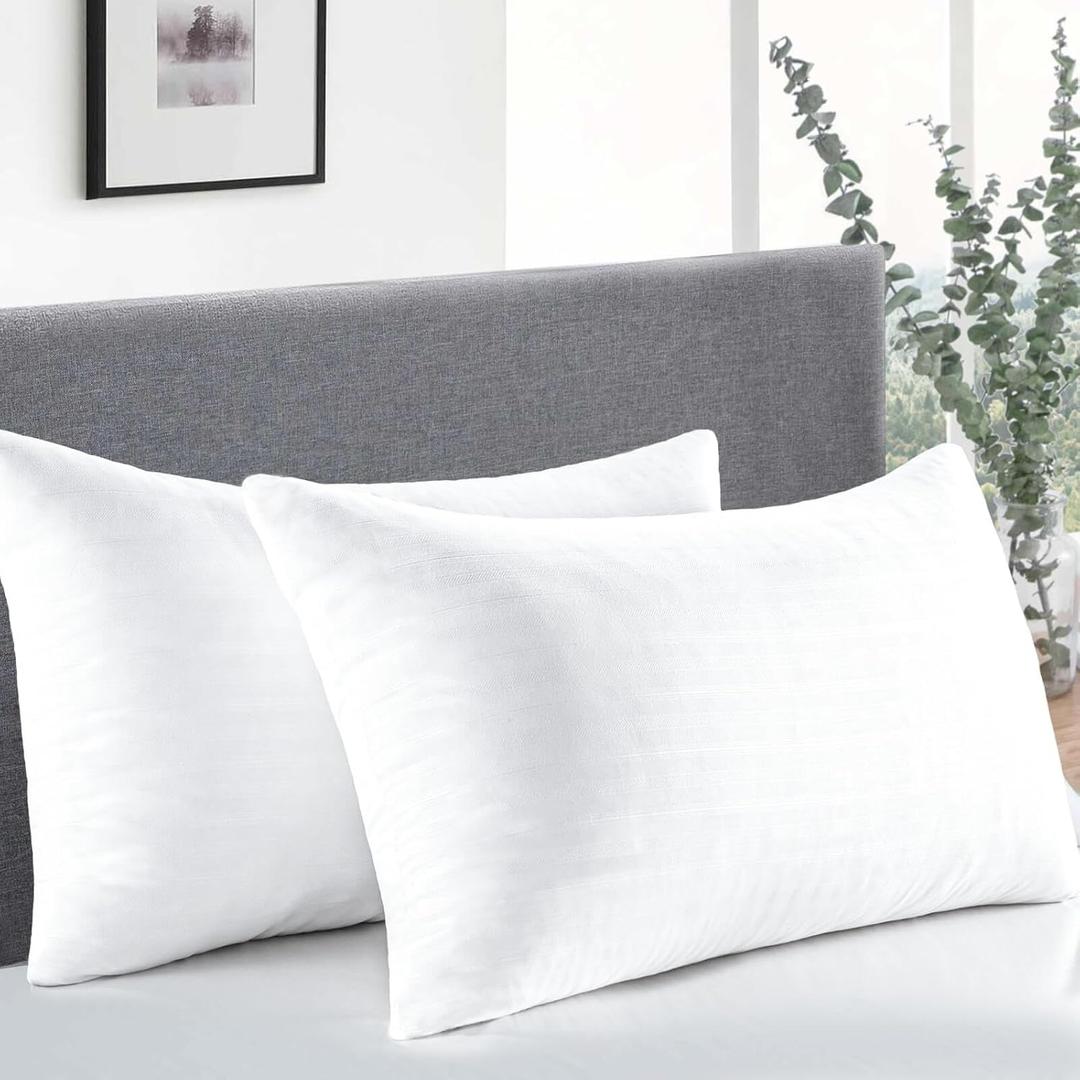Pillows Queen Size Set of 2, Soft Bed Queen Pillows for Sleeping, Down Alternative Pillows 2 Pack for Back, Stomach or Side Sleepers, Fluffy Cooling Hotel Pillows, Machine Washable (White)