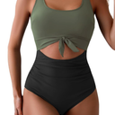 Eomenie Women's One Piece Swimsuit Tummy Control Slimming Bathing Suit Cutout Tie Knot Swimwear, Size S