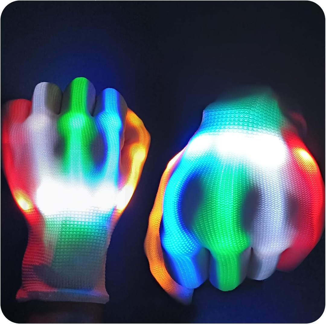 Toys for Ages 8-13 LED Gloves Toys for Boys Age 8-10 Light Up Gloves, Light Up for Kids Birthday Easter Gift Cool Fun Toys for 8-13 Year Old (Colorful Medium Size: Ages 7-12 Years)