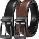 CHAOREN Mens Belts Leather 1 Pack - 1.25" Reversible Belts for Men for Dress Pants - One Belt, Two Colors (32"-34"Waist Adjustable, Cognac/Black)