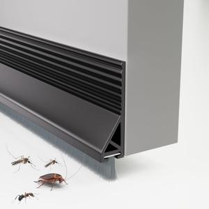 Door Draft Stopper with Brush, 39" Door Sweep for Bottom of Door, Self Adhesive Weather Stripping for Bottom of Door, Under Door Seal Dust/Noise/Hot or Cold Air Insulation, Black, 1 Pack