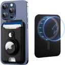 TopMade for Magsafe Wallet with AirTag Holder, Magnetic Card Holder for iPhone 17, iPhone 16/15/14/13/12 Series, Leather Magnetic Phone Wallet with Powerful Magnet, RFID Blocking, Fit 4 Cards, Black